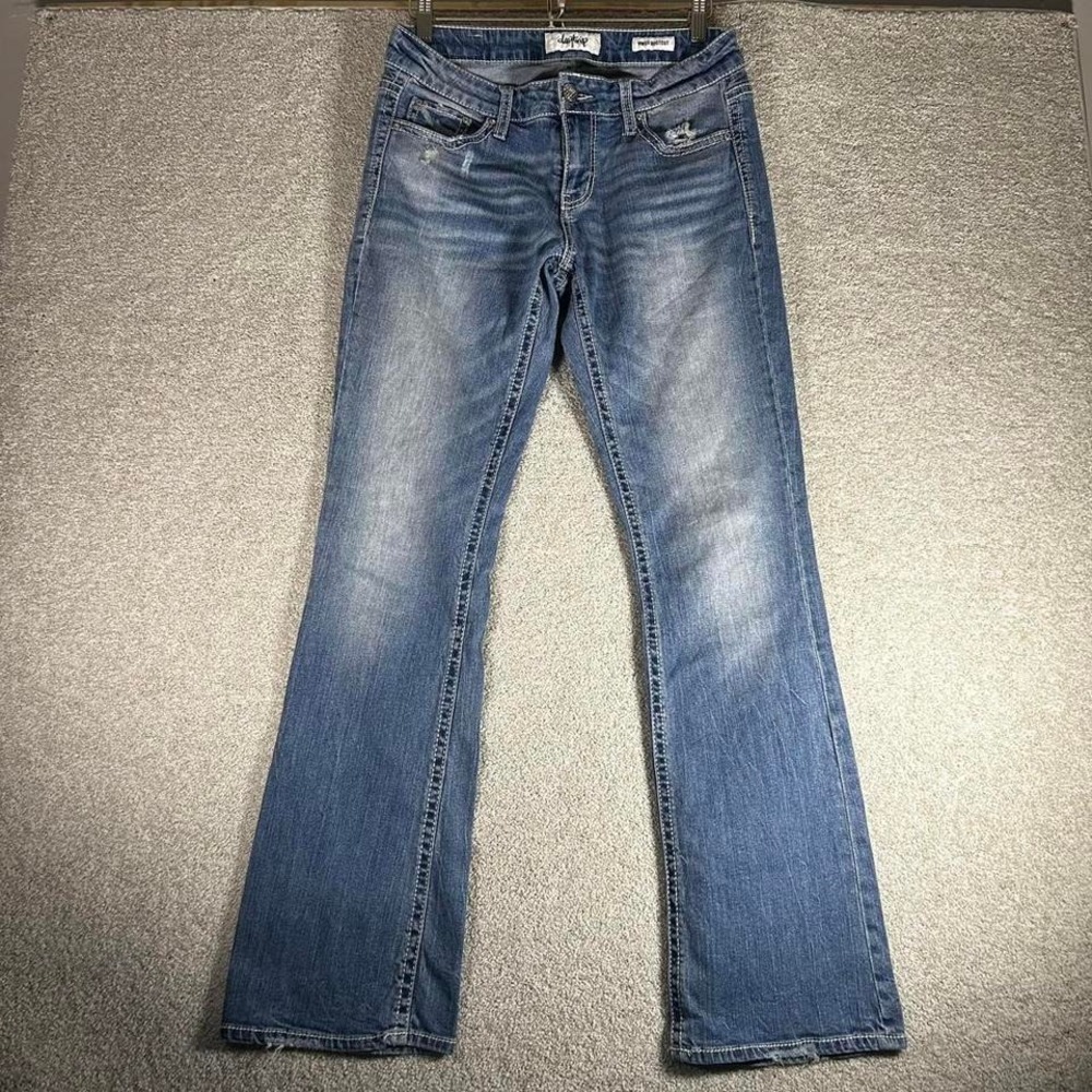 Y2K women's low rise boot cut flare grunge denim jeans pants 30"